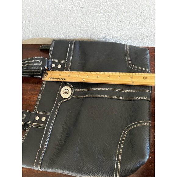 Vintage Coach Hampton Black Pebble Leather Tote Turnlock Zip Medium Bag F13959 - Picture 7 of 13